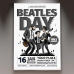 Download The Beatles Day Card Printable PSD Template 1