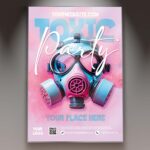Download Toxic Party Card Printable PSD Template 1