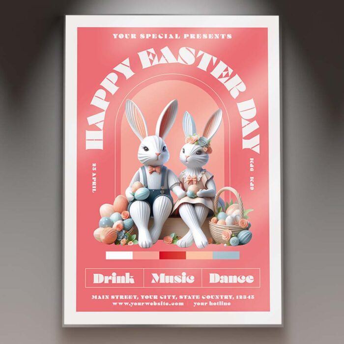 Download Happy Easter Day Card Printable PSD Template 1