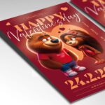 Download Happy Valentines Party Bears Card Printable PSD Template 2