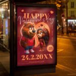 Download Happy Valentines Party Bears Card Printable PSD Template 3