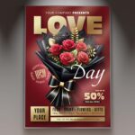 Download Love Day Rose Card Printable PSD Template 1