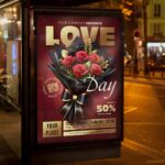 Download Love Day Rose Card Printable PSD Template 3