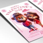 Download Valentines Party Bears Card Printable PSD Template 2