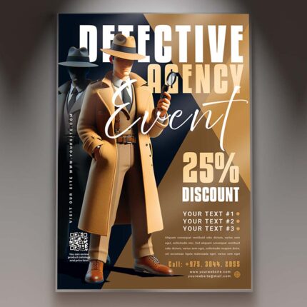Download Detective Agency Event Card Printable PSD Template 1