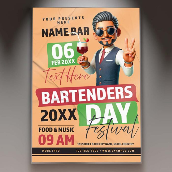 Download Bartenders Event 2025 Card Printable PSD Template 1