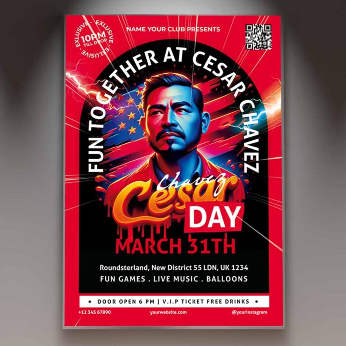 Download Cesar Chavez Day Event Card Printable PSD Template 1
