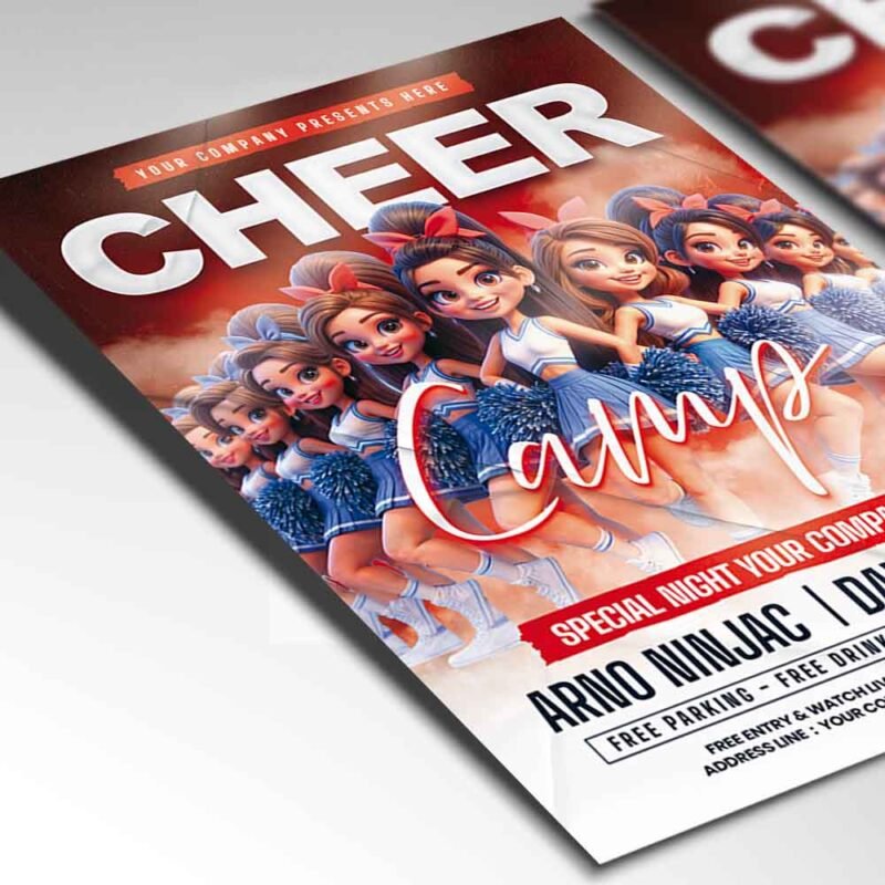 Cheer Camp Card Printable PSD Template | PSDmarket