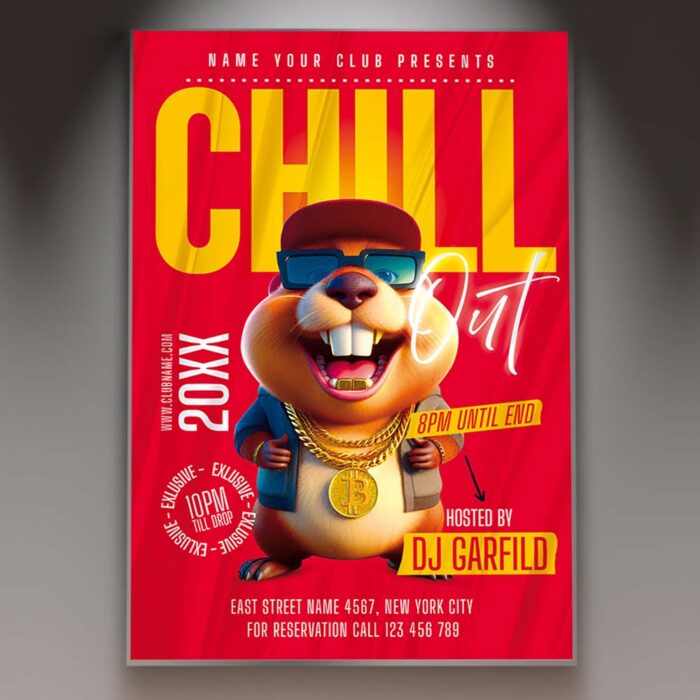 Download Chill Out Club Party Card Printable PSD Template 1