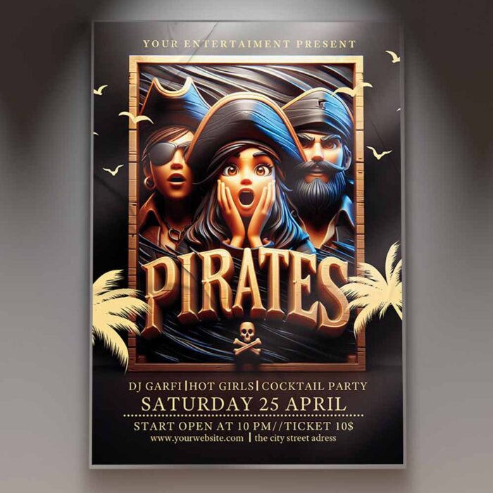 Download Pirates Card Printable PSD Template 1