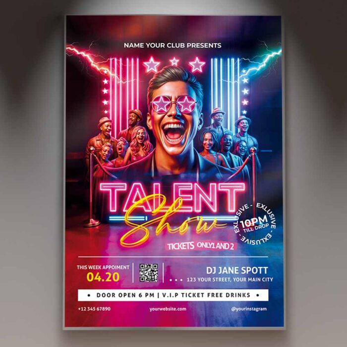 Download Talent Show Event Card Printable PSD Template 1