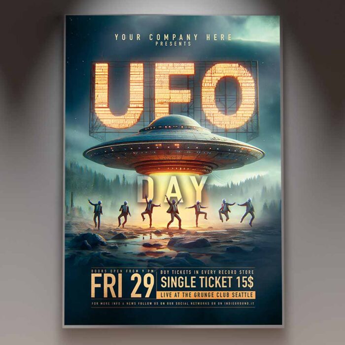 Download UFO Day Event Card Printable PSD Template 1