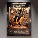 Download Western Cowboy Dances Card Printable PSD Template 1