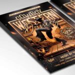 Download Western Cowboy Dances Card Printable PSD Template 2