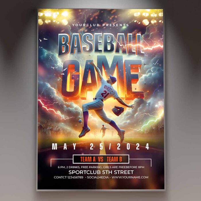 Download Baseball Game Event Card Printable PSD Template 1