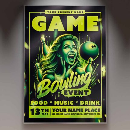 Download Bowling Game Card Printable PSD Template 1