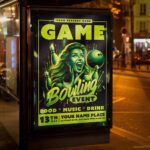 Download Bowling Game Card Printable PSD Template 3