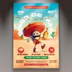 Вщцтдщфв Cinco De Mayo Tequila Party Card Printable PSD Template 1