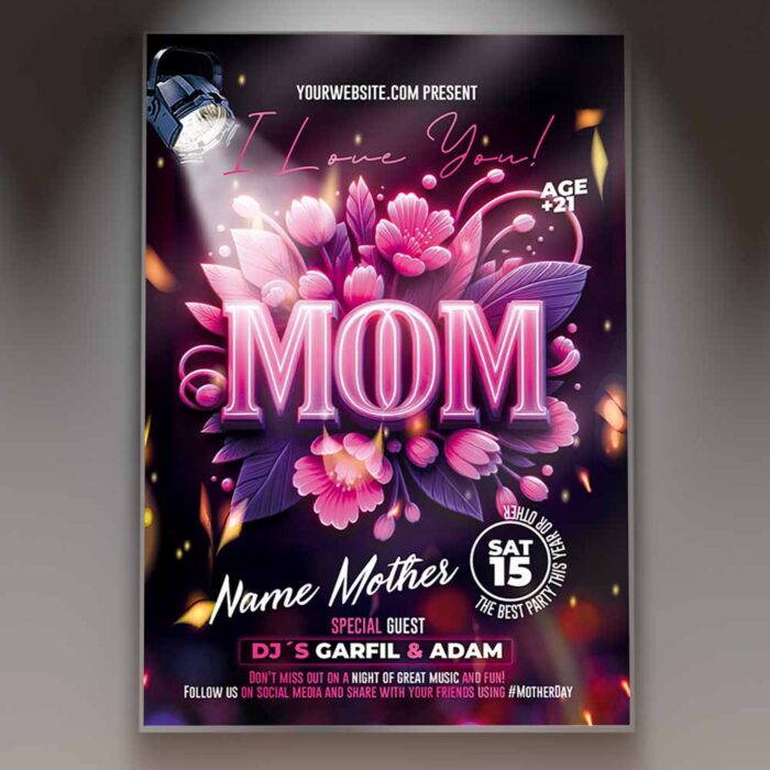 Download Mother Day Card Printable PSD Template 1