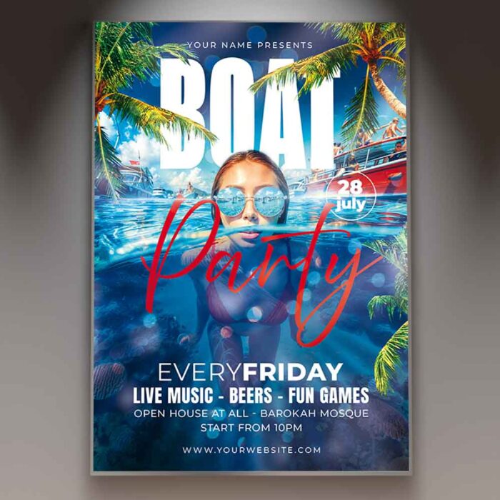 Download Boat Club Party Card Printable PSD Template 1