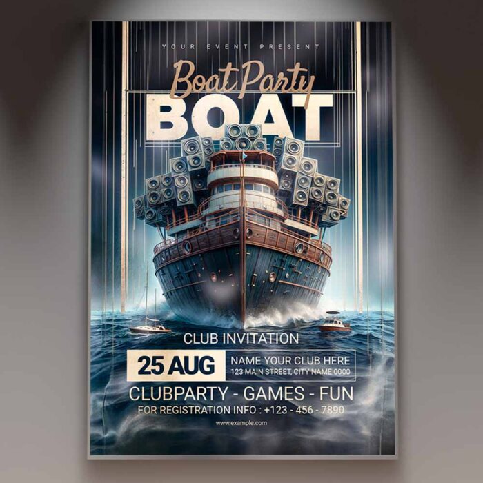 Download Boat Party Card Printable PSD Template 1