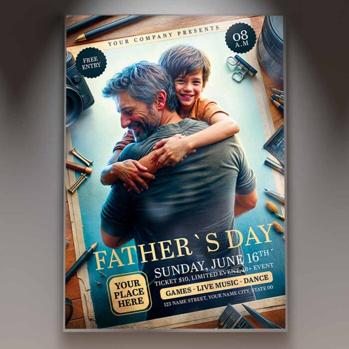 Download Fathers Day 2024 Card Printable PSD Template 1