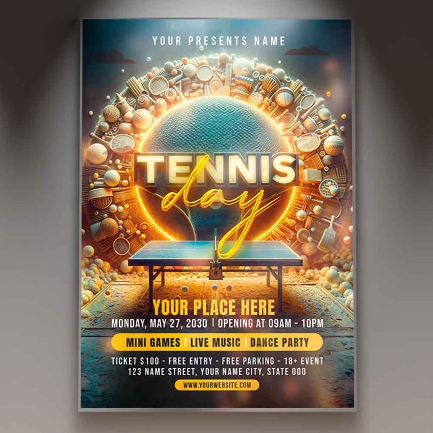 Table Tennis Tournament Card Printable PSD Template