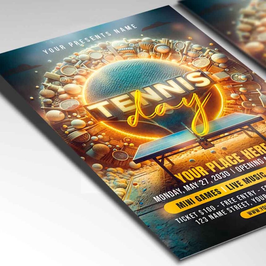 Table Tennis Tournament Card Printable PSD Template