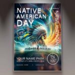 Download Native American Day 2025 Card Printable PSD Template 1