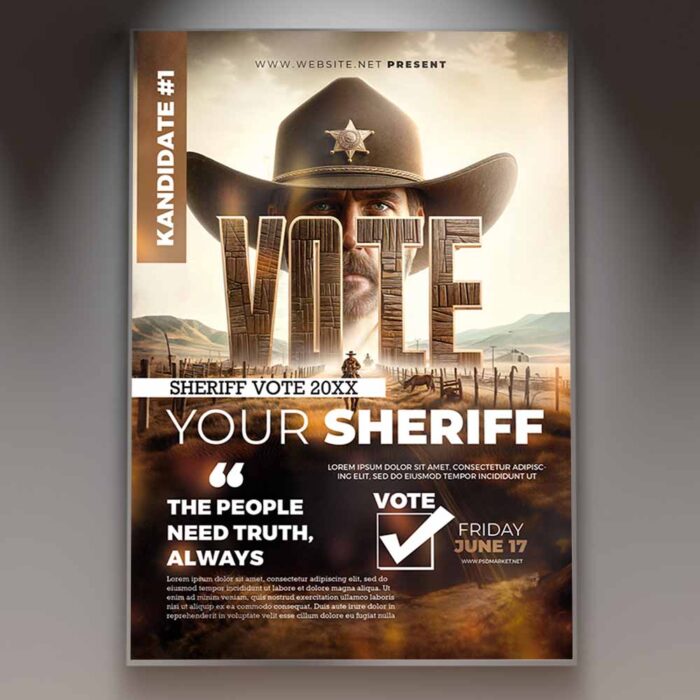 Download Sheriff Event Card Printable PSD Template 1