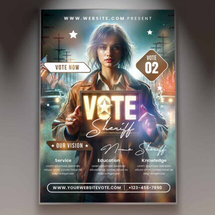Download Sheriff Party Card Printable PSD Template 1