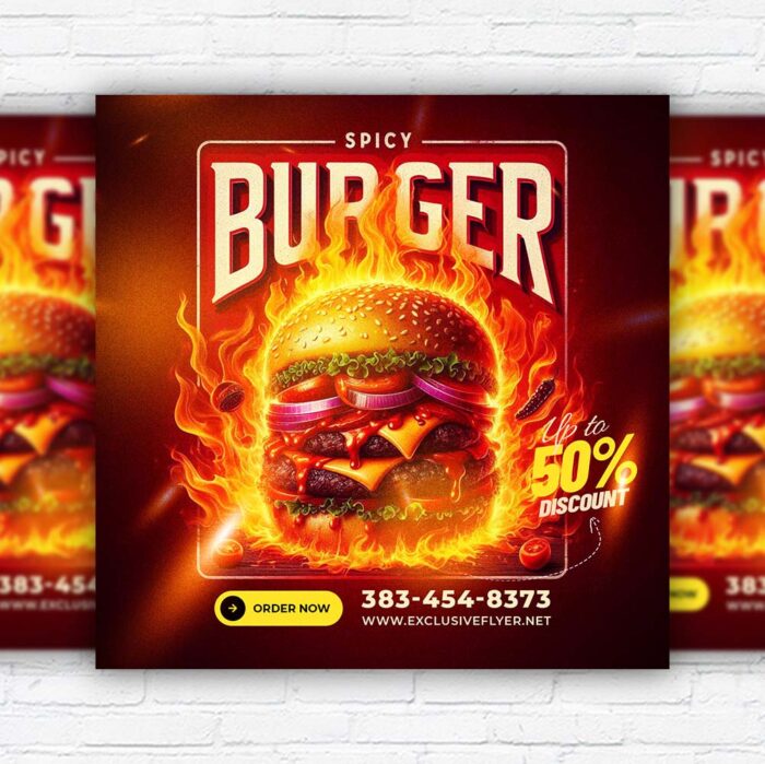 Download Spicy Burger USA PSD Template | ExclusiveFlyer