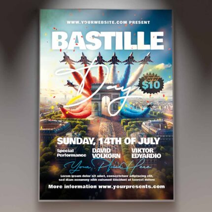 Download 14th of July Bastille Day Card Printable PSD Template 1
