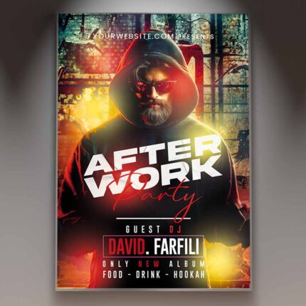 Download After Work Party Card Printable PSD Template 1