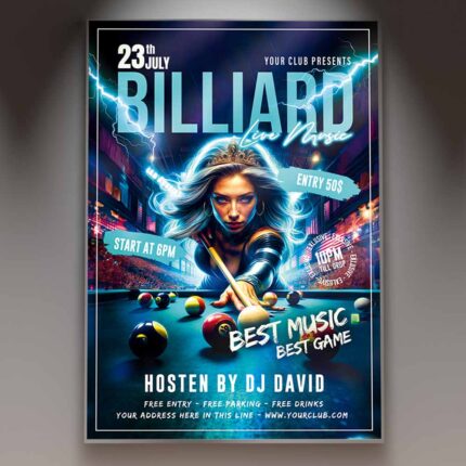 Download Billiard Competition 2025 Card Printable PSD Template 1