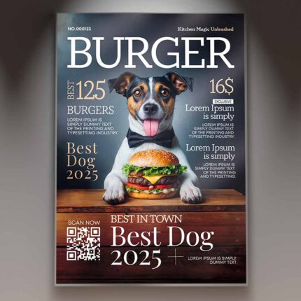 Download Burger Magazine Card Printable PSD Template 1