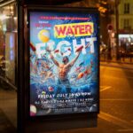 Download Water Fight Party Card Printable PSD Template 3