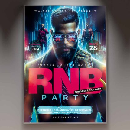 Download RNB Night Card Printable PSD Template 1