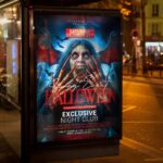 High-resolution Scary Event Halloween Flyer Template with creepy forest backdrop and bold, spooky typography.