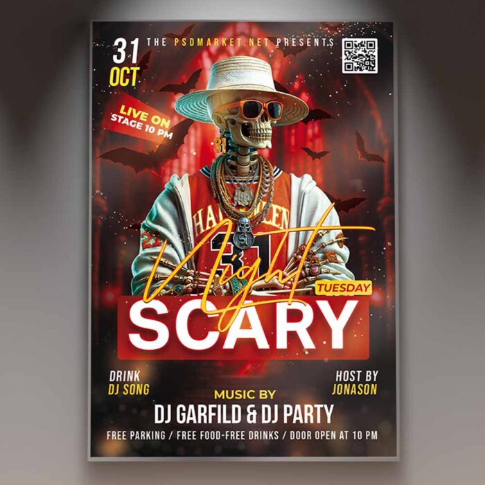 Download Scary Night 2025 Card Printable PSD Template: Your Gateway to a Night of Chills 1