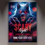 Scary Night Halloween Flyer Template with dark, eerie visuals for a spooky event.