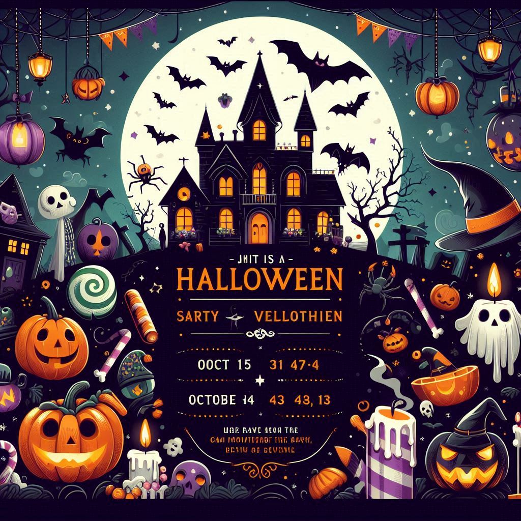 Customizable Halloween party invitation template with eerie designs from PSDMarket.
