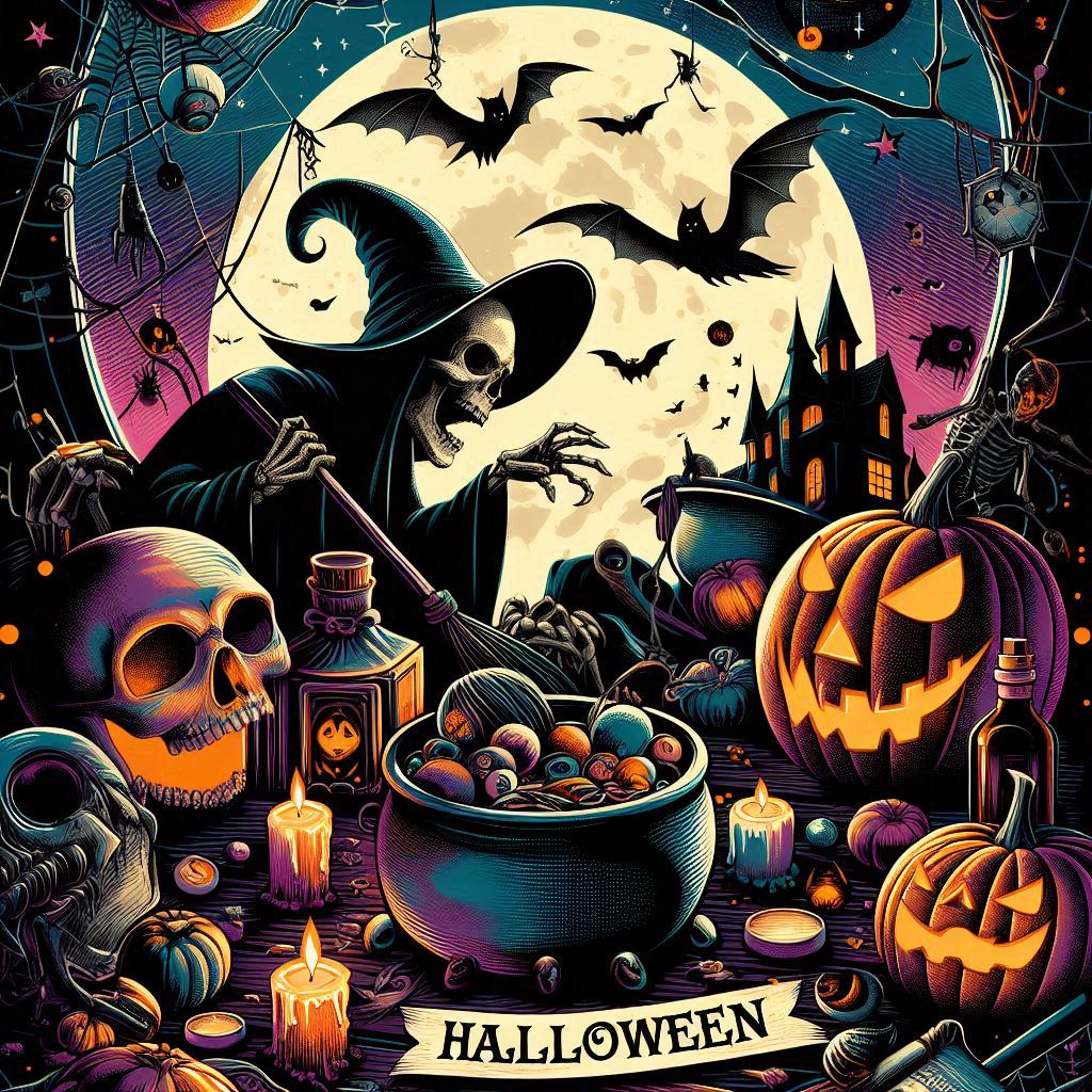 Customizable Halloween flyer template with spooky graphics from PSDMarket.