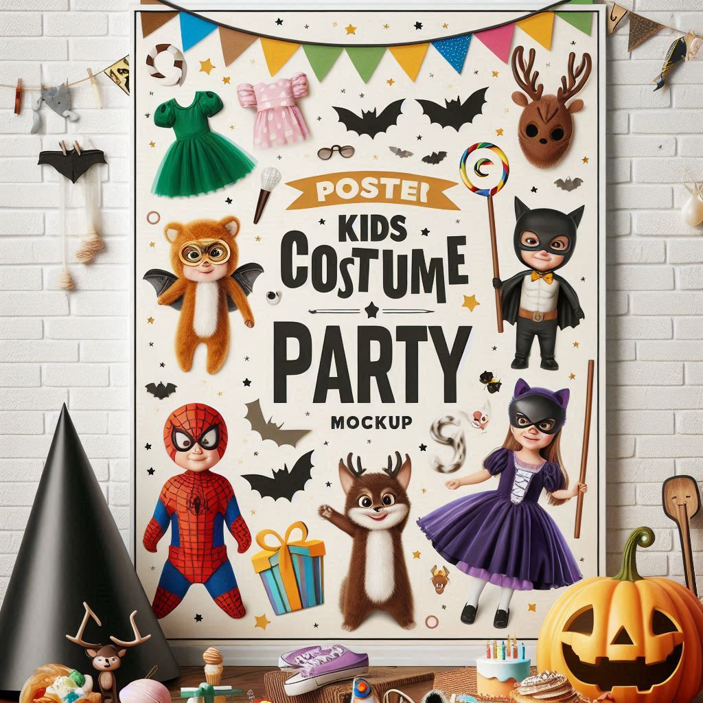 Customizable kids Halloween flyer template for school and neighborhood events.
