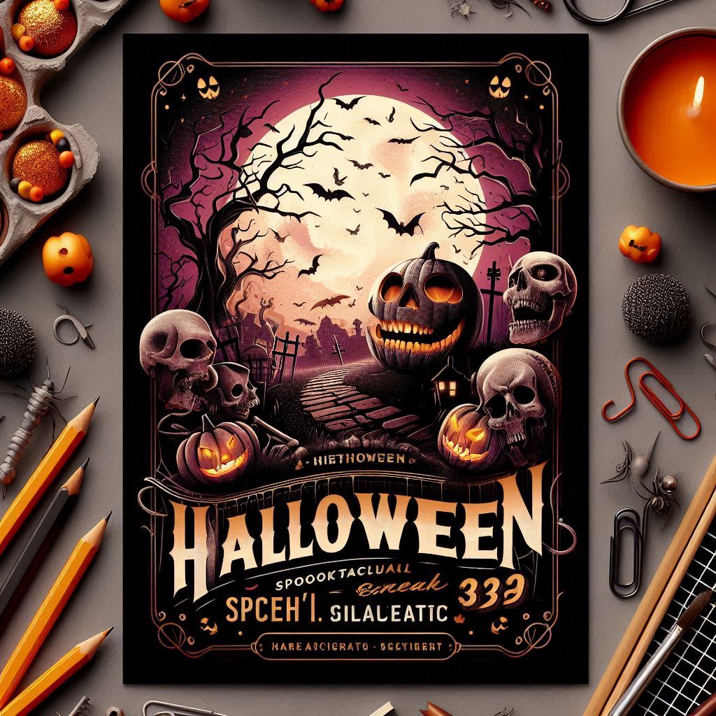 Customizable Halloween flyer template from PSDMARKET with spooky designs.