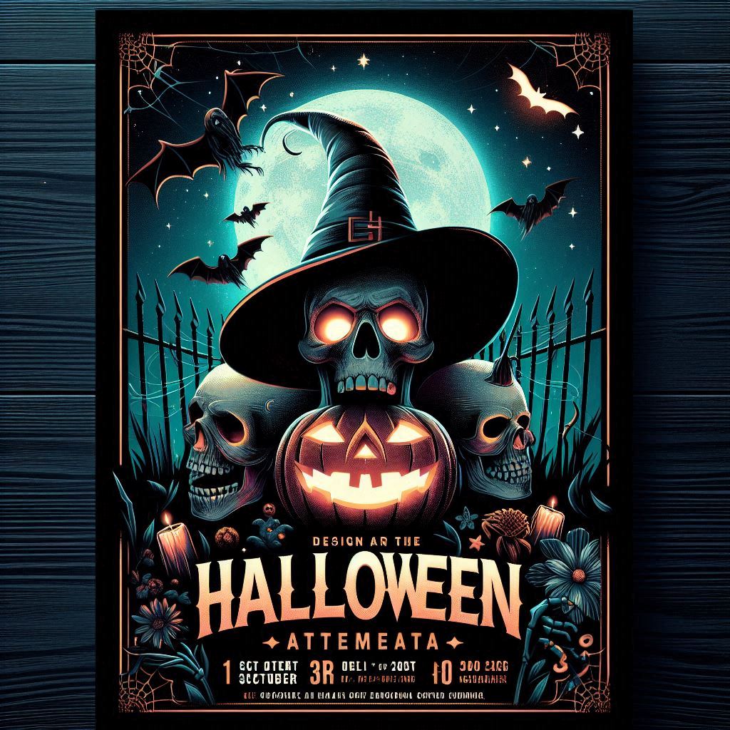 Customizable Halloween flyer template from PSDMARKET with spooky design elements.