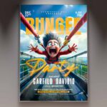 Bungee Jumping Event Flyer Template with dynamic design promoting extreme sports events