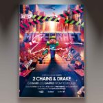 Minecraft Event Flyer Template featuring pixel block design for gaming parties