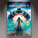 Minecraft Flyer Template with pixelated design elements for gaming events