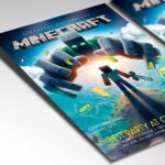 Editable Minecraft Flyer showcasing block-style graphics for parties